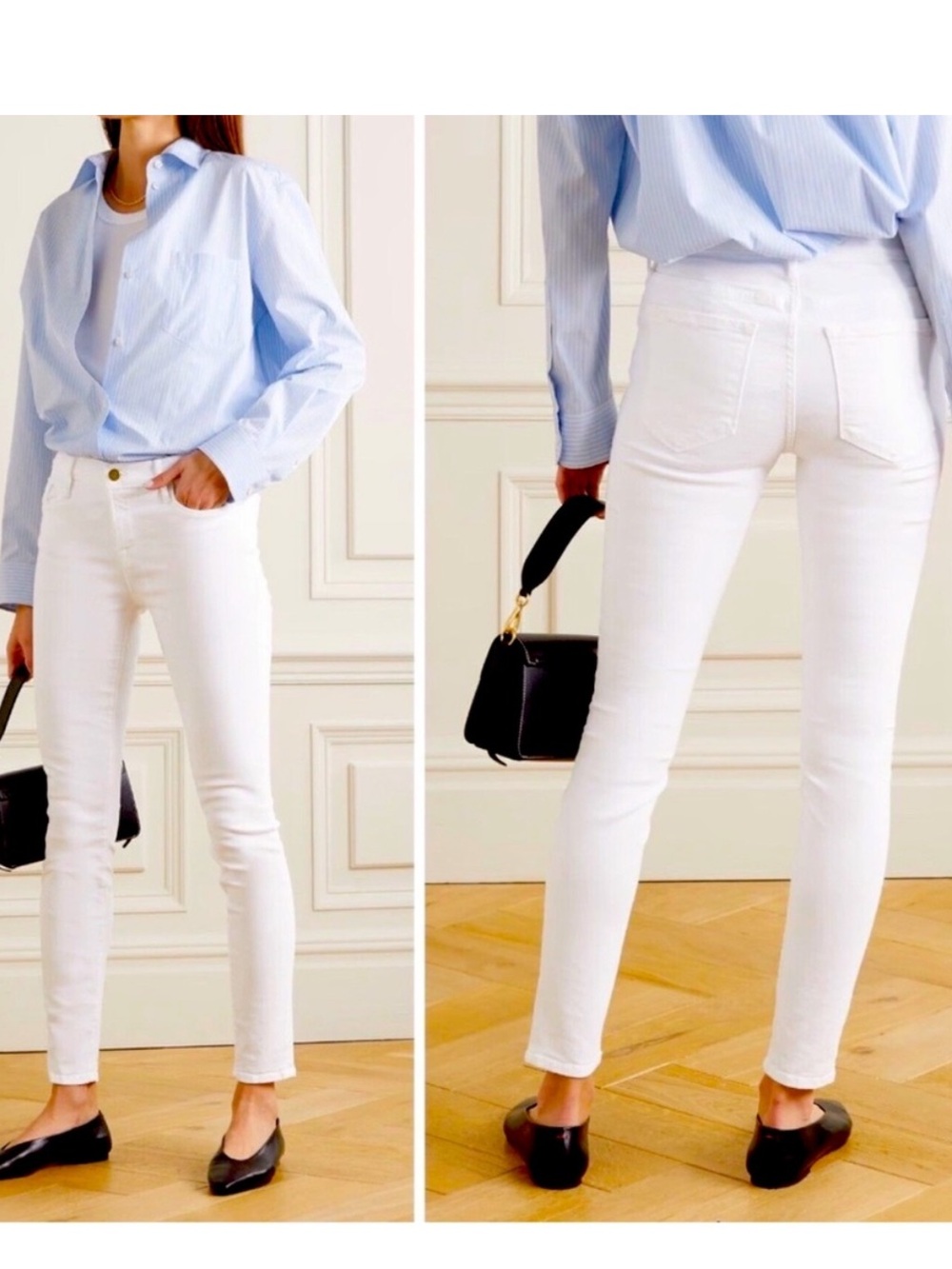 FRAME Le Skinny de Jeanne Jeans White Blanc Mid Rise Skinny Denim Size 32